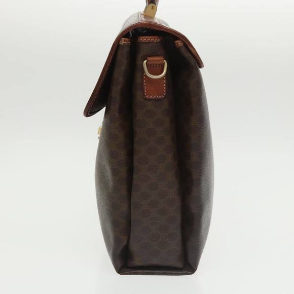 CELINE Macadam Canvas Hand Bag PVC Leather Brown Gold Auth 101152 - Picture 3 of 16